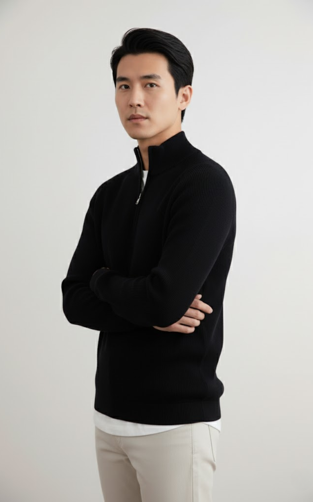 Men’s Quarter-Zip Mock Neck Sweater – Premium Cotton Blend Pullover