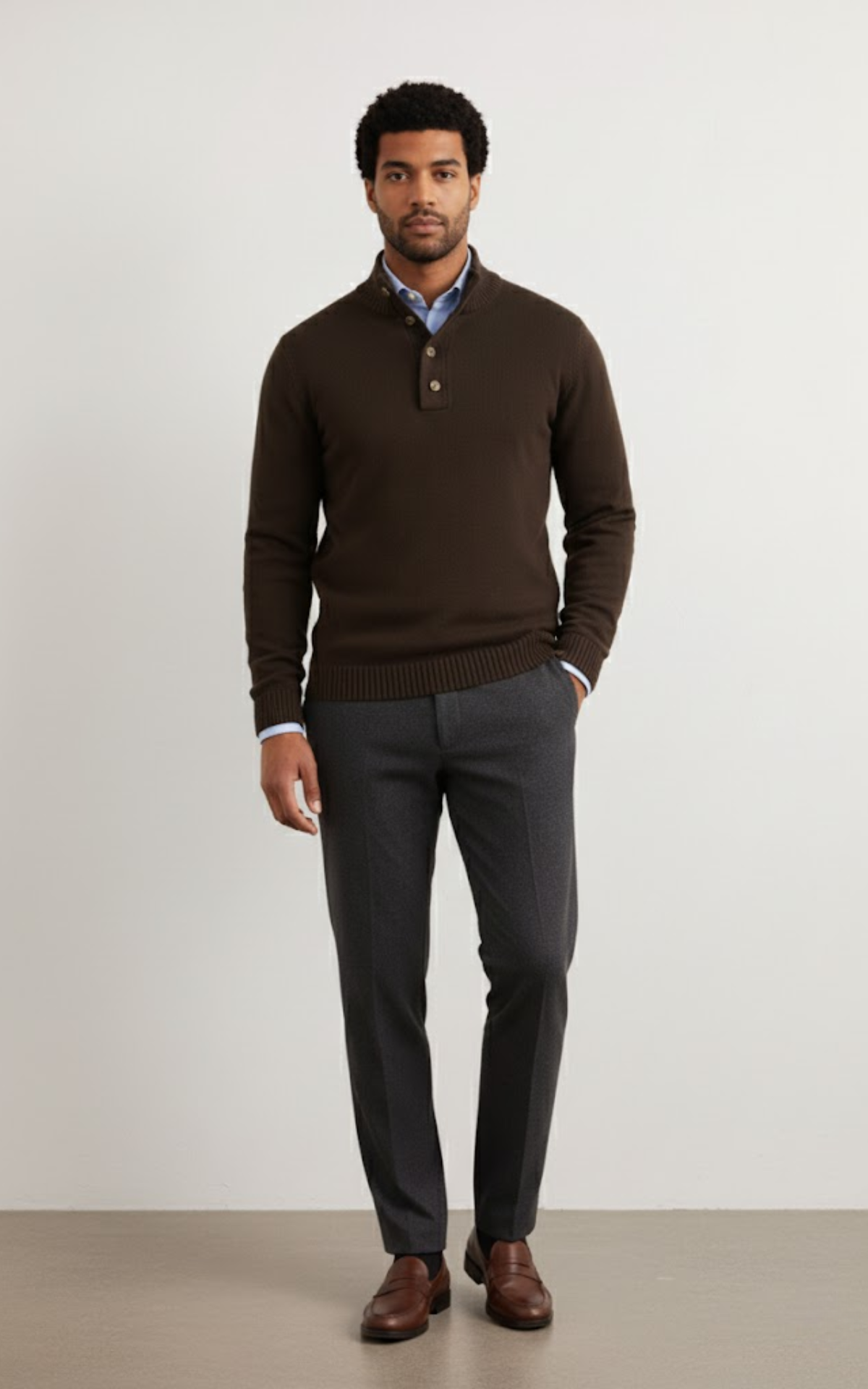 Men’s Half Button Knit Sweater – Classic Cotton Blend