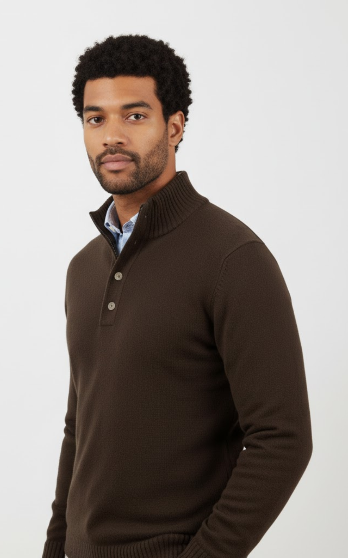 Men’s Half Button Knit Sweater – Classic Cotton Blend