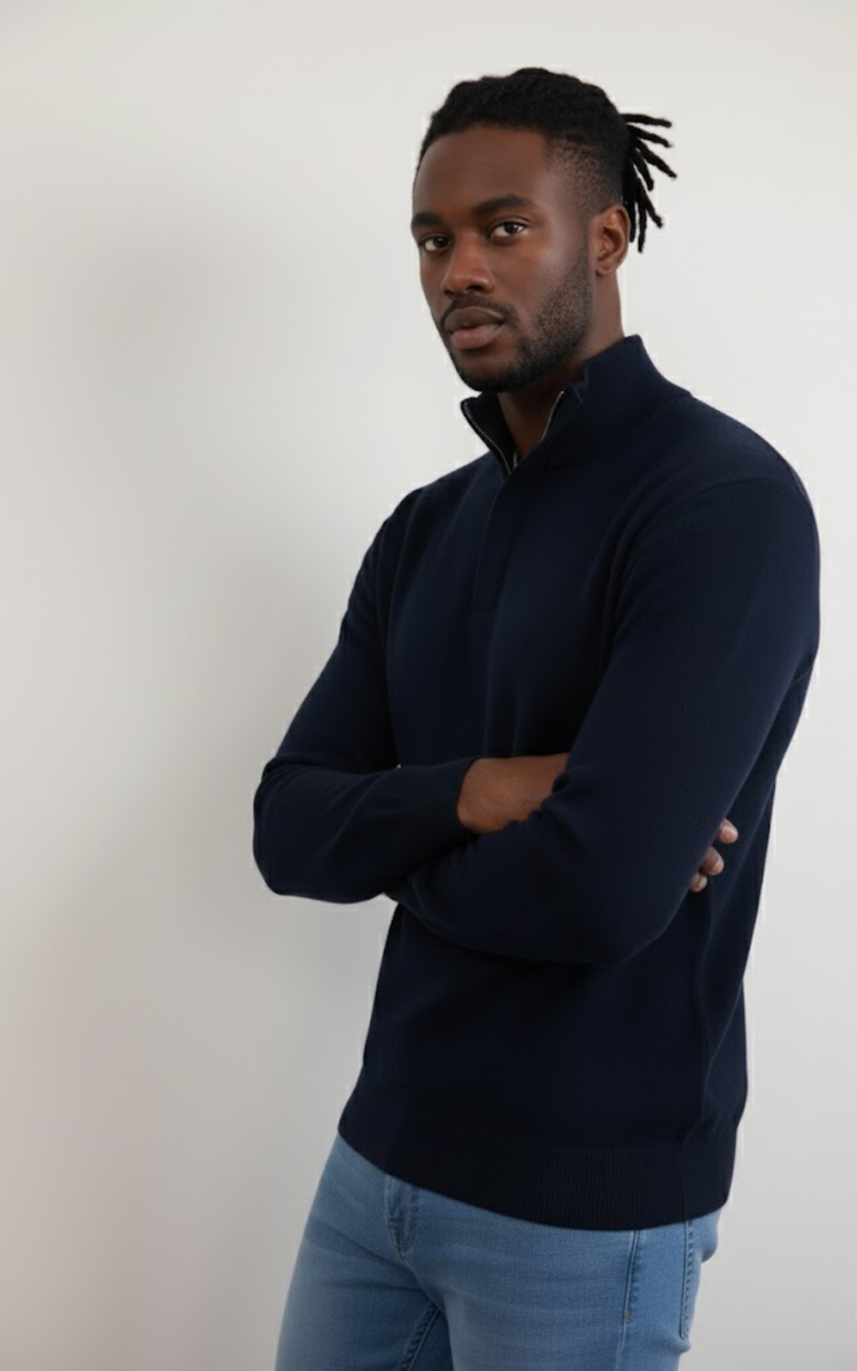 Men’s Half-Zip Knit Sweater – Classic Ribbed Collar Pullover