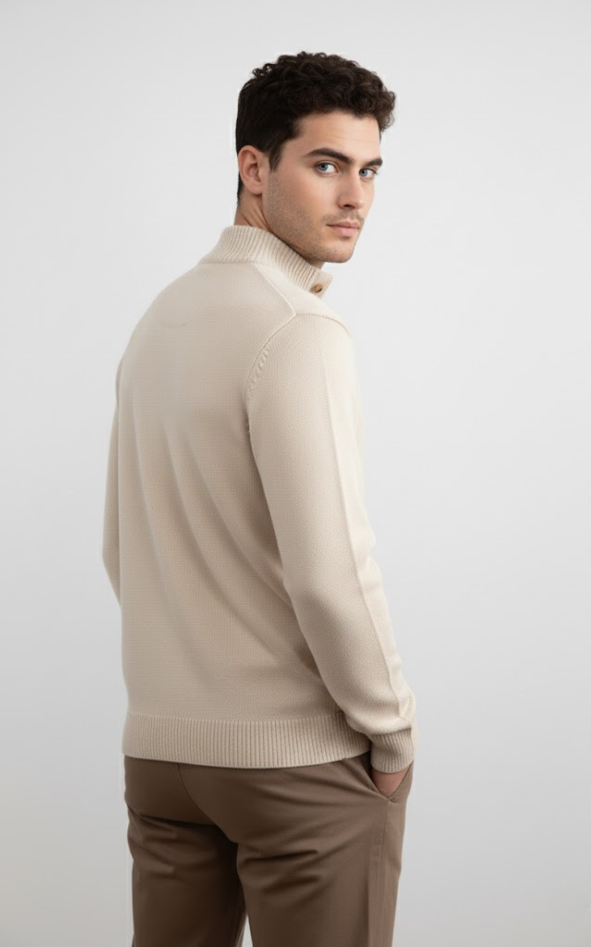 Men’s Half Button Knit Sweater – Classic Cotton Blend