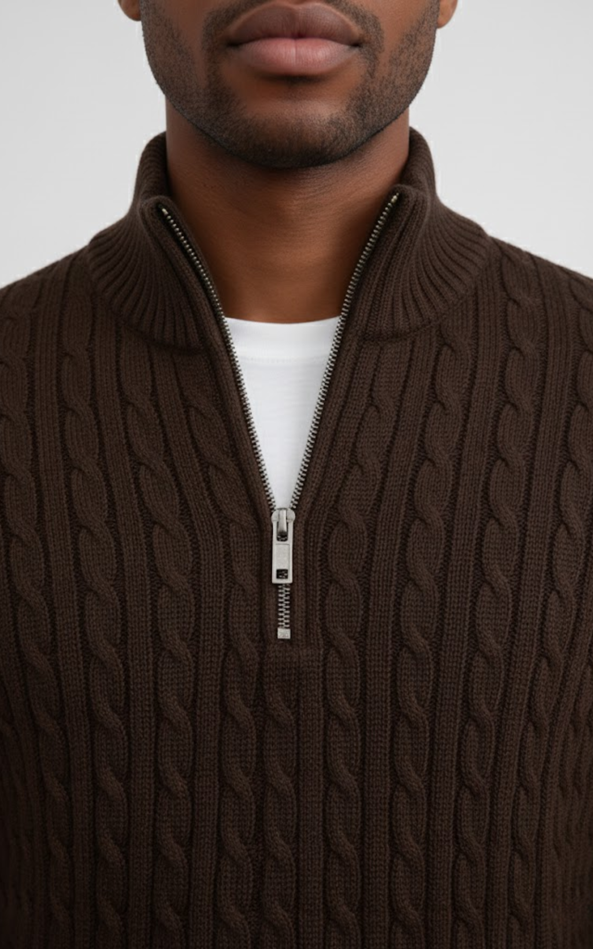Men’s Half-Zip Cable Knit Sweater