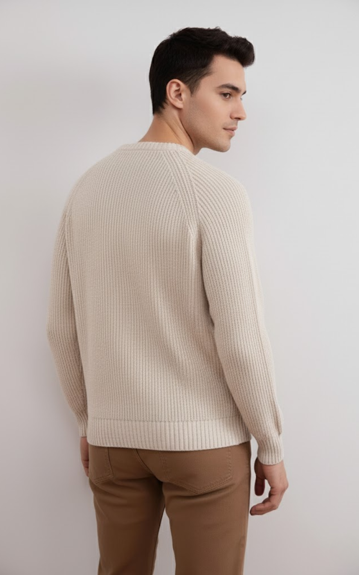 Men’s Ribbed Knit Crew Neck Sweater – Premium Cotton Blend