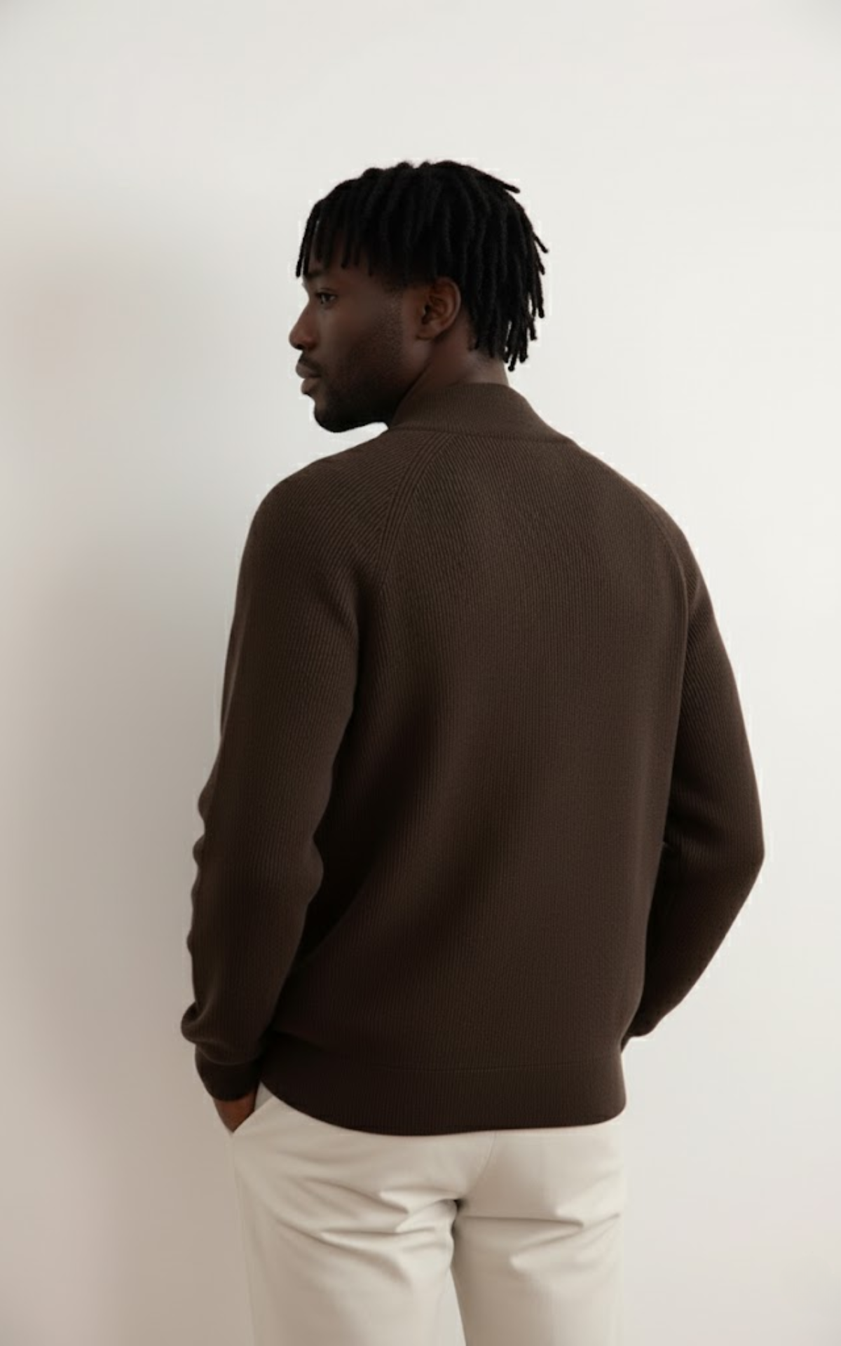 Men’s Full-Zip Knit Sweater – Premium Ribbed Cotton Jacket