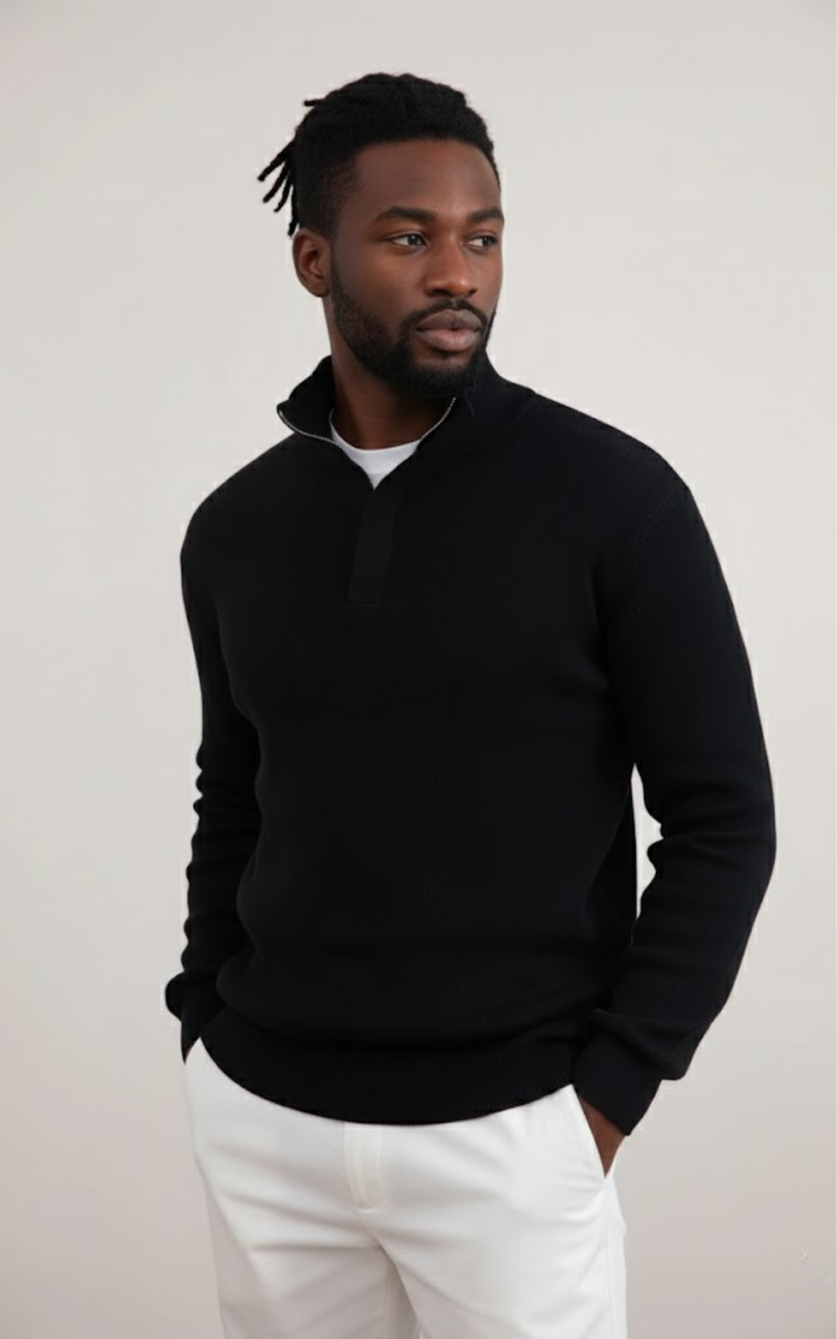 Men’s Half-Zip Knit Sweater – Classic Ribbed Collar Pullover